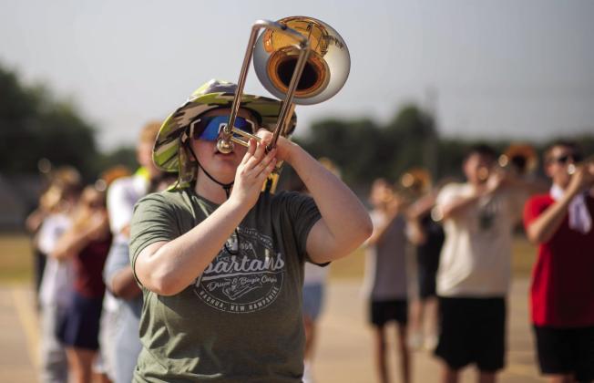 The Pride of Durant marching band wrapped up its band camp last week and shown is junior Carlee Raelynn Smarr, who is the trombone section leader. Matt Swearengin | Durant Democrat