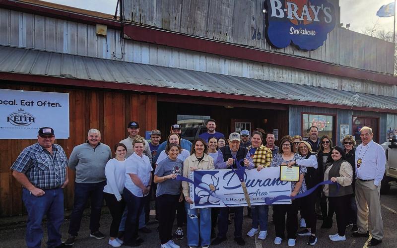 A ribbon cutting by the Durant Area Chamber of Commerce was held recently for B-Ray’s Smokehouse Durant located at 9125 Highway 70. Photo by Durant Chamber