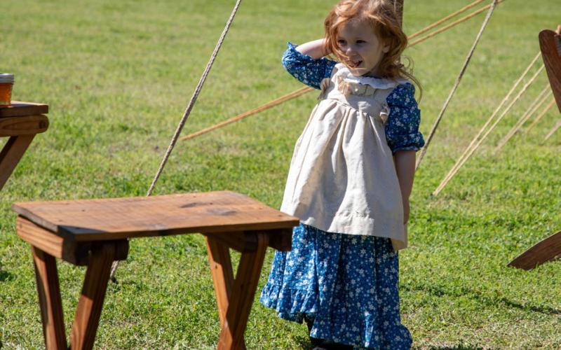 Children were dressed in period clothing for the annual Fort Washita Rendezvous.