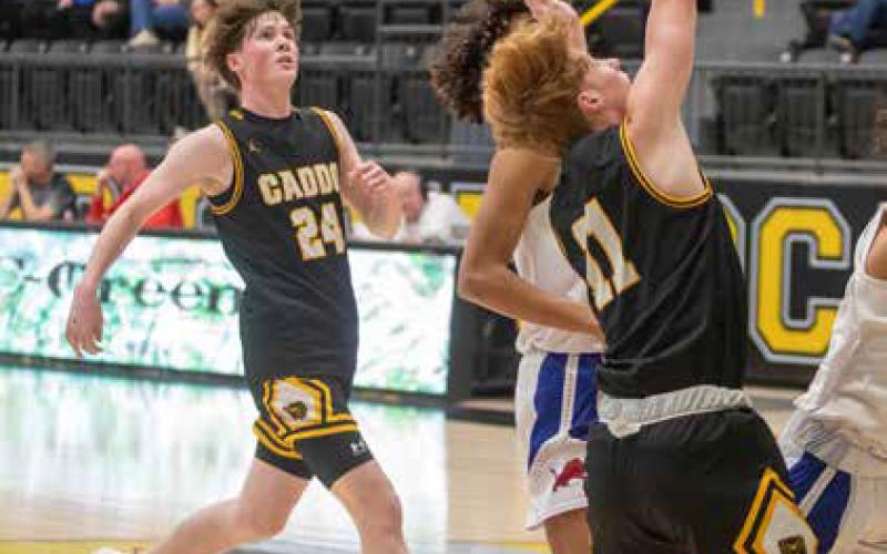 Caddo Bruins Parker Bearden and Kale Brister are shown in last month’s Madill Winter Classic.
