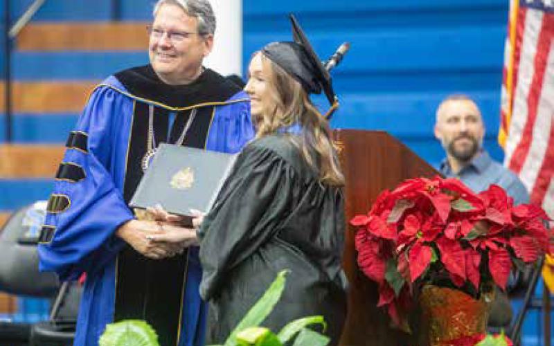 Southeastern President Dr. Thomas Newsom awarded baccalaureate degrees during commencement Dec. 16 at Bloomer Sullivan Arena.