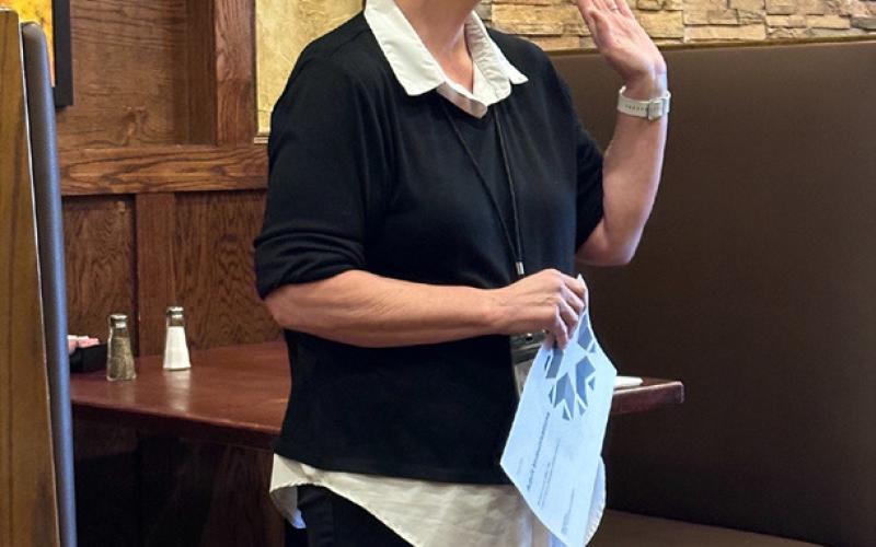 Melissa Locke, district nurse manager for Region 9 of the Oklahoma State Health Department, spoke to Bryan County Retired Educators about senior adult immunizations.