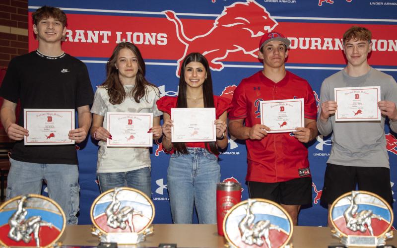 Durant High School sophomore wrestler athletic awards were presented to: Mac Barbush, Kyra Dry, Loryn Lopez, Axel Thurman and Britton Trotter.