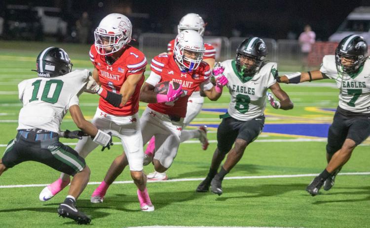 Durant Lions Cleveland Williamson and Joseph Flores are shown in a recent game. Matt Swearengin | Durant Democrat