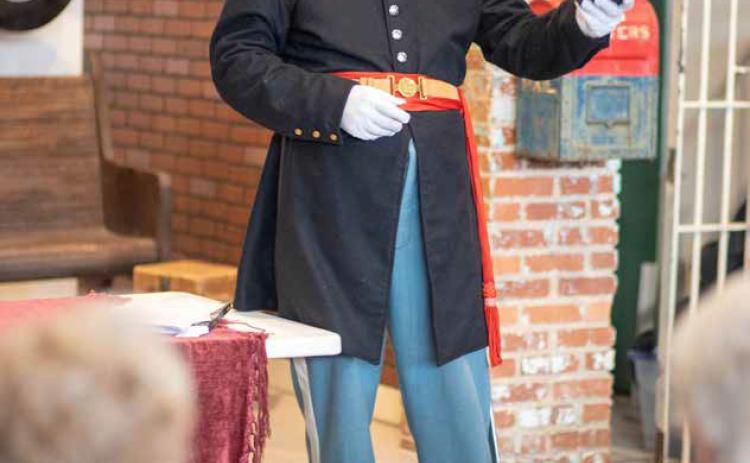 David Reed, director of the Fort Towson Historic Site, gave a presentation of “A Yankee in Indian Territory” July 24 at Three Valley Museum. Reed is a knowledgeable reenactor, and he has been published in The Chronicles of Oklahoma. The presentation was a part of the museum’s Journey Stories. Reed’s wife Brianna is the curator/director of Three Valley Museum. Matt Swearengin | Durant Democrat