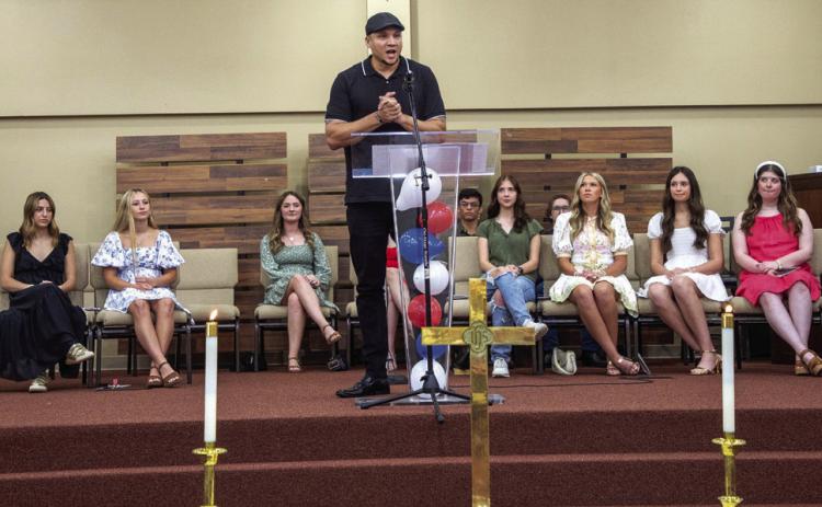 Anderson Reign, who is a pastor, spoken word poet and motivational speaker, was the featured speaker at the Durant High School Senior Baccalaureate last Sunday at Durant First United Methodist Church. Matt Swearengin | Durant Democrat