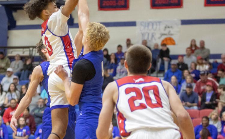 Lion Tashaun Williams is about to shoot the ball.