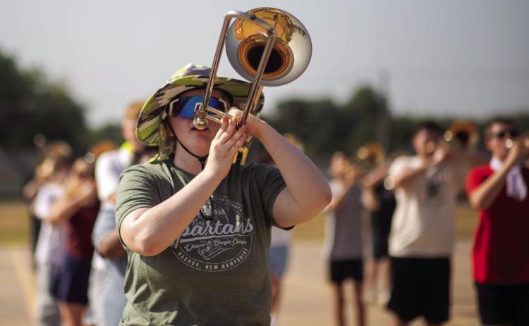 The Pride of Durant marching band wrapped up its band camp last week and shown is junior Carlee Raelynn Smarr, who is the trombone section leader. Matt Swearengin | Durant Democrat