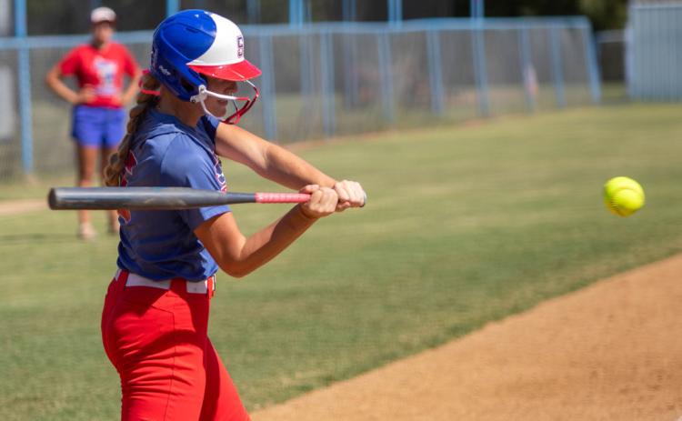 Matt Swearengin | Durant Democrat Silo Lady Rebel Neely House is about to hit the ball in a game with Lincoln Christian.