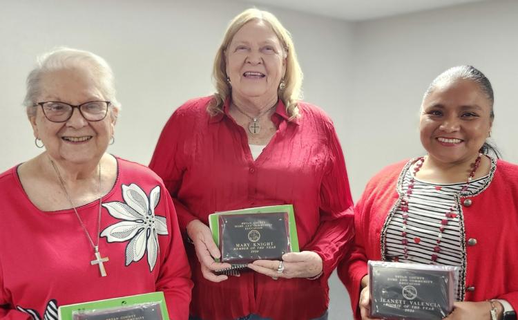 Congratulations to the Bryan County OHCE award winners, Pat Accountius “Heart of OHCE,” Mary Knight “OHCE Member of the Year,” and Jeanett Valencia “OHCE Rookie of the Year.”The Bryan County Oklahoma Home &amp; Community Education (OHCE) group meets the first Wednesday of each month, 10:00 am, located at the Clay Jones Community Building, Durant. The public is welcome and encouraged to attend their monthly meetings and educational programs. Photo provided