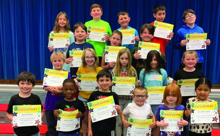 Washington Irving Terrific Kids for the month of April are: (pictured left to right, back row) Aubrey Schulze, Liam Ketchum, Kanden Nunnery, Ashton Hutchinson and Chevy Sigler. (Third row) Kamden Rask, Rayven Williams and Zadyn Meade-Davis. (Second row) Eddy Crelia, Emma Allen, Lyla Styles, Rielynn Taylor and Haygen Grant. (First row) Aiden Burkhart, Adrian Turner, Zayne Robinson, Jack MacRobert, Violet Noland and Flor Ibarra Lopez. Not pictured, Ce’Daya Cherry. Photos provided | WI