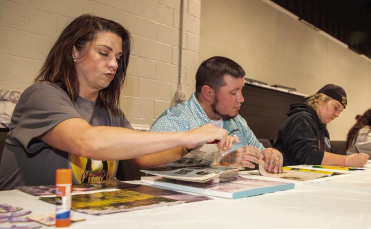 The Today Program, which is a part of the Choctaw Nation Missing Murdered Indigenous People Chahta, had an art therapy event recently at the Gordon Center for Events. From left, Sara Solis, networking and PR manager of The Today Program, Aaron Newkirk, president of the program, and Crystal Green MMIW-Chahta. Matt Swearengin | Durant Democrat