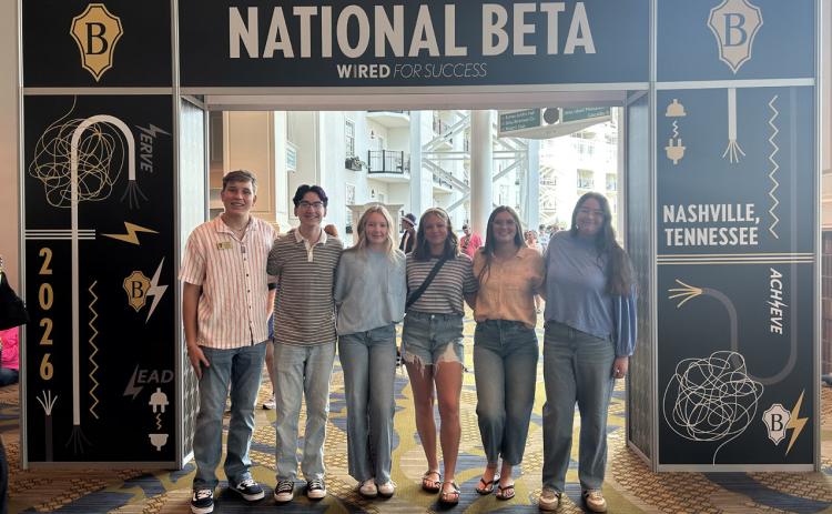 Silo Beta Club members (left to right) Denver McBride, Brody Roberts, Katelyn Mueller, Abigail Cordell, Gracey Gatlin, and Abygale Scoggins competed at National Beta Convention in Nashville, Tenn.