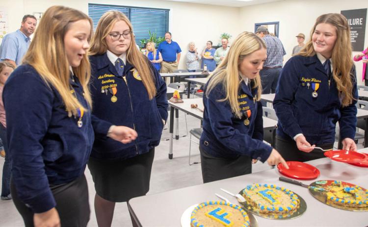 Matt Swearengin | Durant Democrat Durant FFA students Bailee Varner, Ava Converse, Annie Miller and Kaydee Williams were among those attending the open house for the new Durant High School Ag Building.