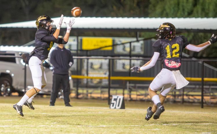 Caddo Bruin Jake McKay picks off a pass in last week’s game with Canadian. Matt Swearengin | Durant Democrat