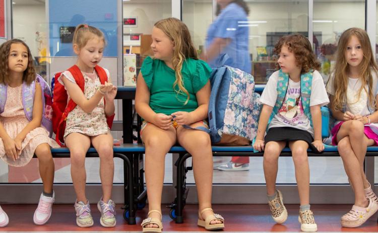 George Washington second graders wait in the cafeteria for classes to begin. MORE PHOTOS PAGE 11. Matt Swearengin | Durant Democrat