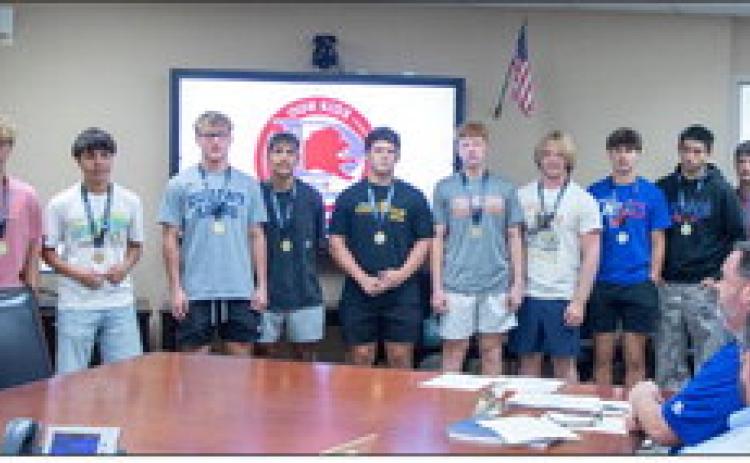 The Durant Lions soccer team was honored for its academic achievements at a recent meeting of the Durant Board of Education. Matt Swearengin | Durant Democrat
