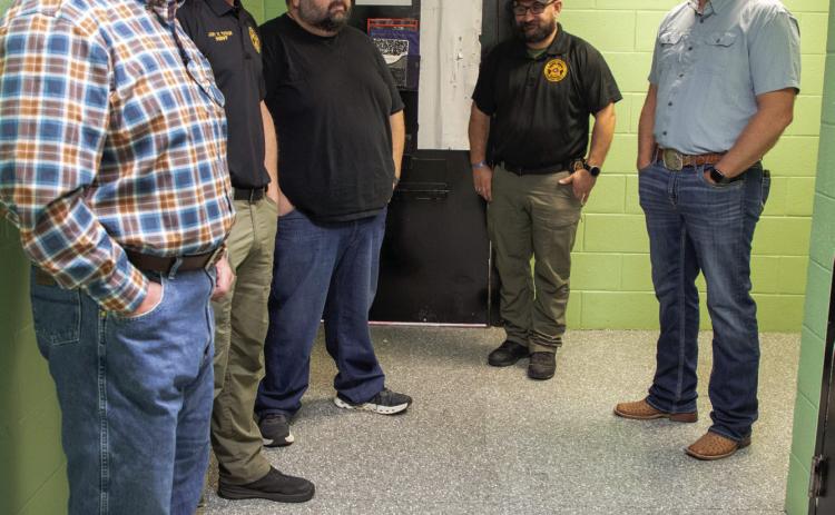 Sheri Joey Tucker gave Bryan County Commissioners Scott Goad, Justin Boone and Brandon Carr a jail inspection tour recently which is something the commissioners do every year. Matt Swearengin | Durant Democrat
