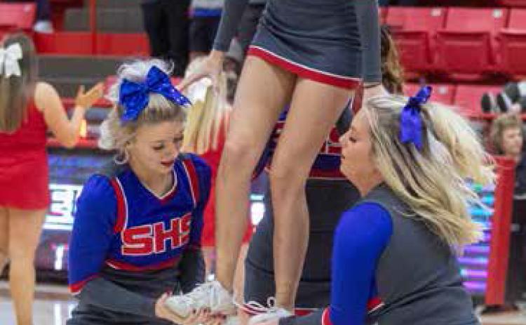Silo High School cheerleaders perform during a recent game at Kingston. Matt Swearengin | Durant Democrat