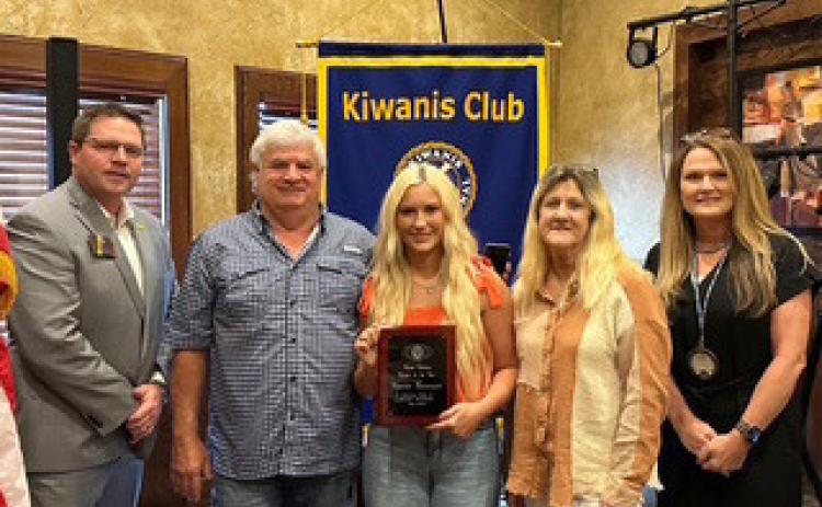 Photos provided The Kiwanis Bryan County Senior of 2025 is Charitie Massengale, representing Bennington High School, and she is shown with Kiwanian Ryan Richardson, A.J. Shastid, Lisa Shastid, and Kiwanis President Shyla Whitlock.