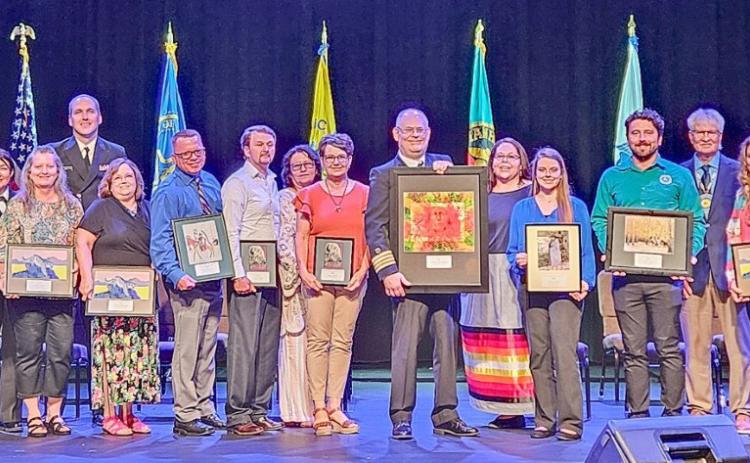 Choctaw Nation award recipients pause after the ceremony with CNHSA leadership. Photo provided | Choctaw Nation
