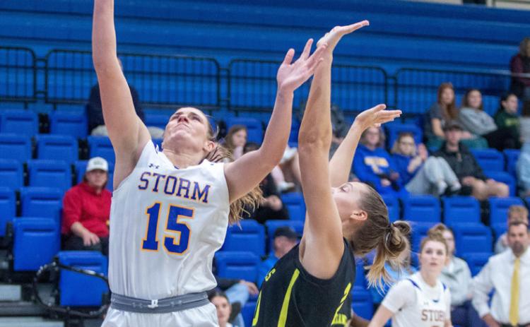Matt Swearengin | Durant Democrat SE basketball player Caitlin Kobiske is about to shoot the ball.