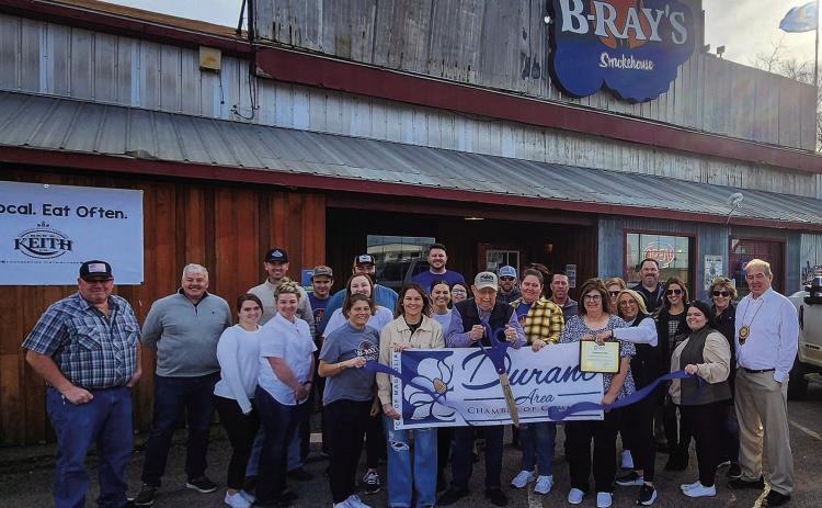 A ribbon cutting by the Durant Area Chamber of Commerce was held recently for B-Ray’s Smokehouse Durant located at 9125 Highway 70. Photo by Durant Chamber