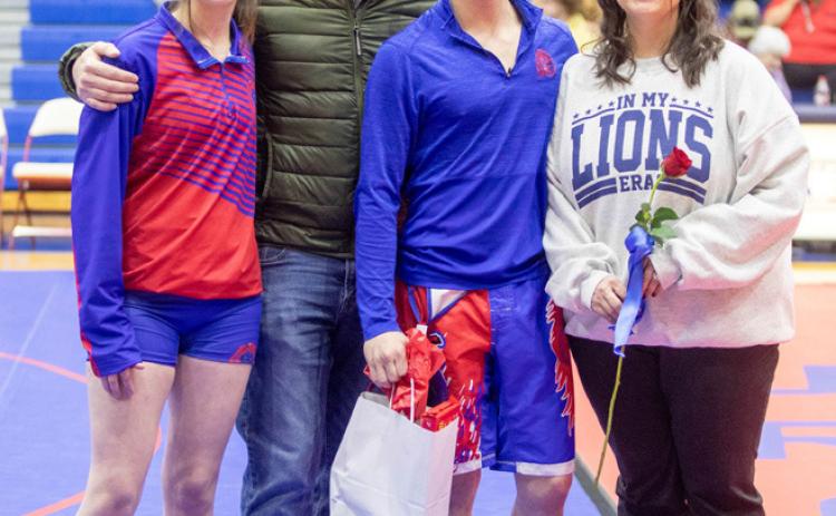 Durant High School wrestling senior Matthew Frazer was honored during senior night before a dual last week.