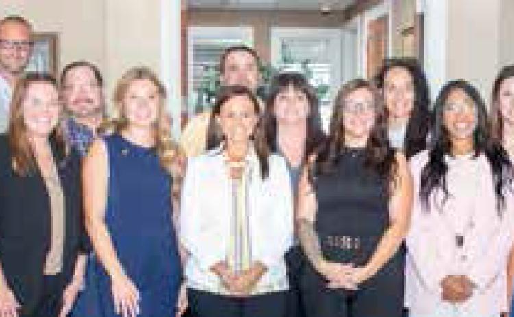 The Leadership Durant class of 2026-2027 was introduced during a reception last week at Shamrock Bank. Front row, left, Nathan Peterson, Bailey Terrrell, Laney Hoffman, Jessie Ingram, Shelley Dunnam, Sandi Fomby and Crystal Davenport. Back row, left, Blake Allen, John Adams, Hunter Chapa, April Fletcher, Crystal Rhodes, Katy Pickens and Brittney Dick. Matt Swearengin | Durant Democrat