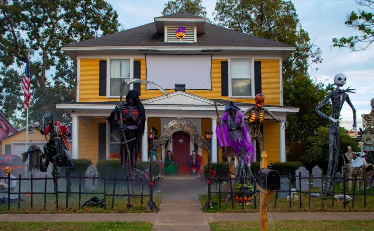 Matt Swearengin | Durant Democrat The Justin and Tracie Johnson home on North Second Avenue in Durant had a fabulous Halloween display and they were greeted by many trick or treaters Halloween night.