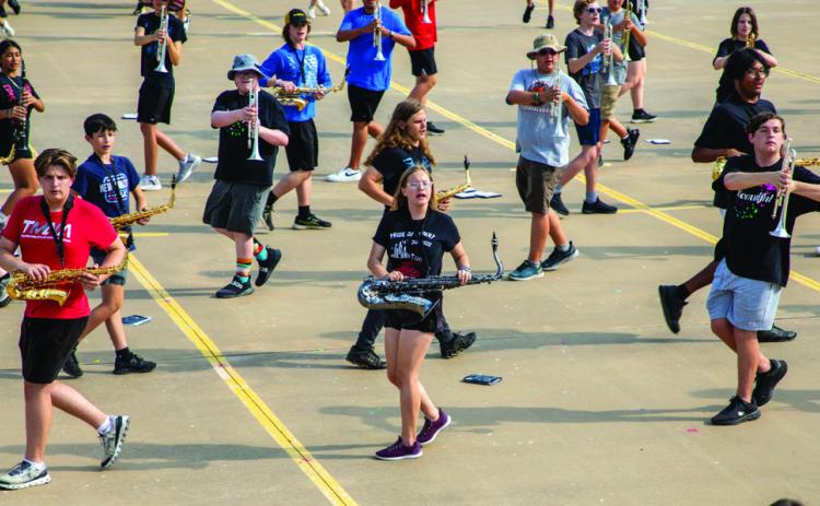 Pride of Durant band members perform Aug. 9 before band director Chris Gregg was honored for being inducted into the Oklahoma Bandmasters Association Hall of Fame. Matt Swearengin | Durant Democrat