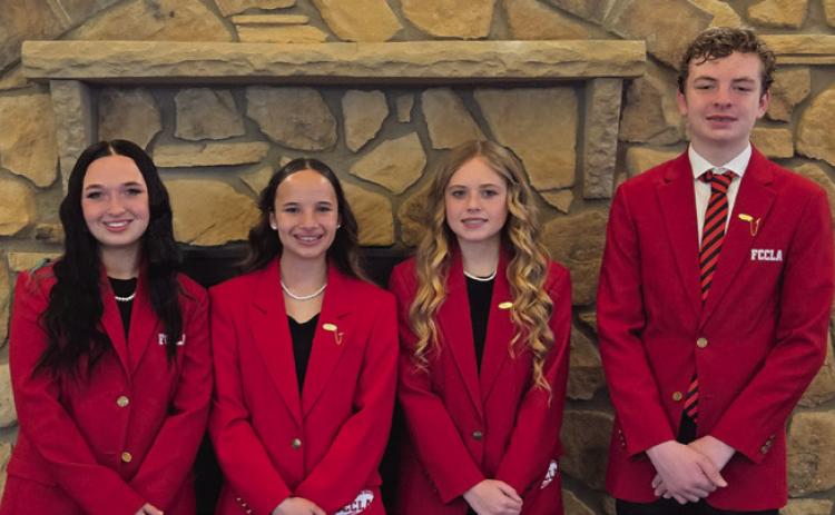 Members of the Silo High School and Middle School FCCLA chapters attended the Oklahoma FCCLA State Convention and these students placed in the conference. From left, Bailey Sanford, Molly Murphy, Bentley Dodds and Jaxon Thomas. Photo provided
