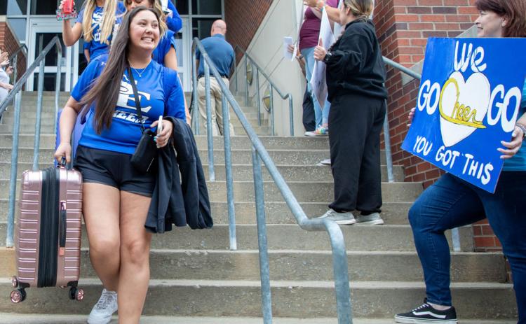 A send-off and watch party was April 9 for SE Cheer’s first-ever trip to NCA Nationals in Daytona where the team placed eighth. Matt Swearengin | Durant Democrat