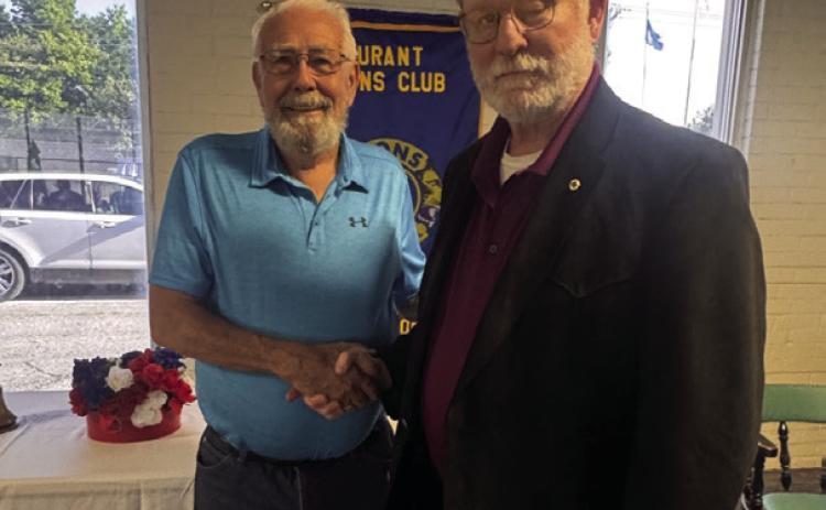 The Lion of the Year was presented to Charles “Chip” Weiner, the club’s secretary and he is shown with outgoing President Lynn Smith. Shelley Dunnam | Durant Lions Club