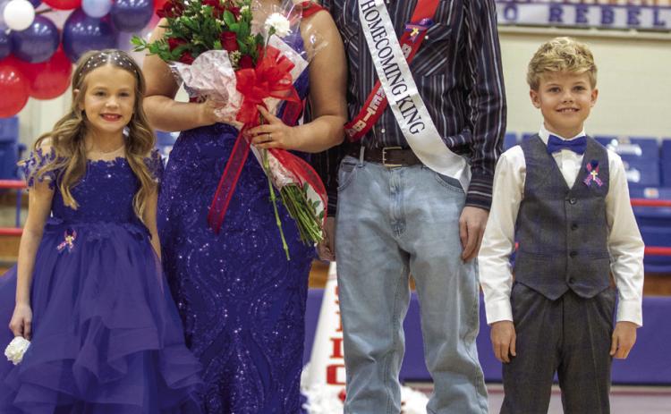 Matt Swearengin | Durant Democrat Emily Wright was selected as Queen and Jory Allen was named King during a Silo High School Homecoming ceremony prior to the basketball games Jan. 17. Prince and Princess are Greyson Wigington and Sailor Haney.