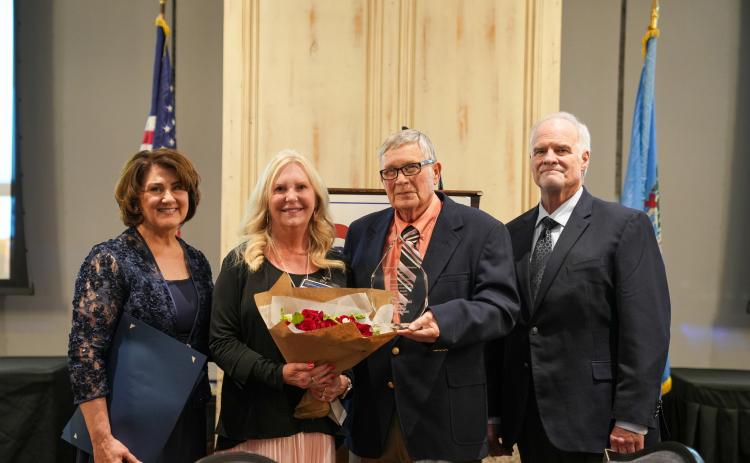 Bennington Schools Superintendent Pamela Reynolds received the Olan Isbell Administrator Merit Award at the Professional Oklahoma Educators Foundation’s banquet Photo provided