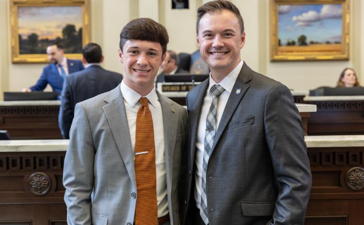 Durant High School senior Jack Burrage served as a page for State Rep. Cody Maynard.