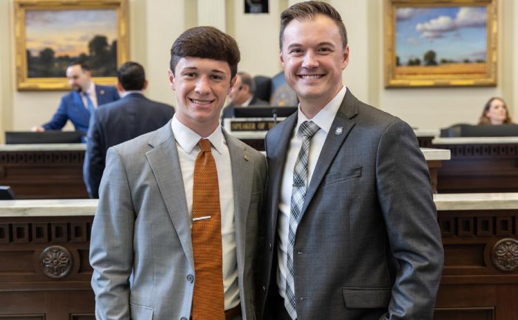 Durant High School senior Jack Burrage served as a page for State Rep. Cody Maynard.
