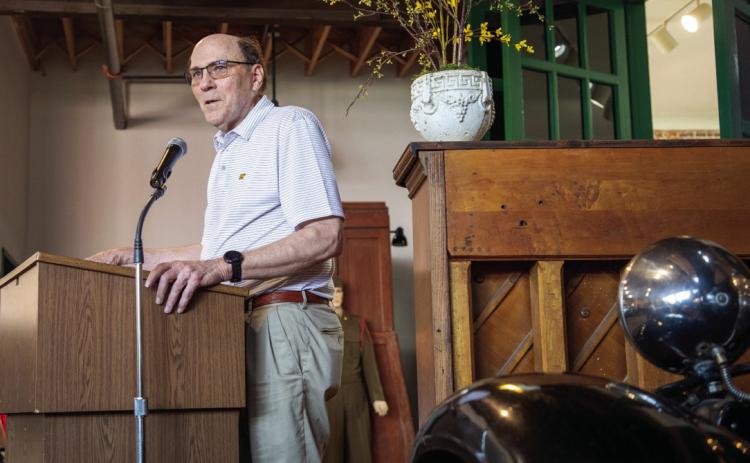 Paul Buntz speaks during the 20th anniversary celebration of Three Valley Museum opening at 401 W. Main St. Matt Swearengin | Durant Democrat