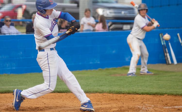 Silo Rebel Jacob Wright is about to hit the ball. Matt Swearengin | Durant Democrat
