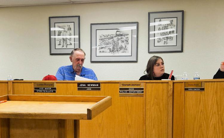 Kingston Town Council approved four new volunteer firefighters during its meeting last week. From left, Council Members Danny Southerlend and Theodor Ponder, Vice Mayor Loren Runyan, Mayor Sarah Jones, Council Member Donna Stowe and Clerk Michelle Bearden. Matt Swearengin | Durant Democrat