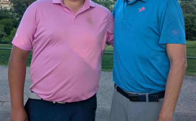 Tucker Tonubbee is shown with golf head coach Tanner Dupree. Photo provided