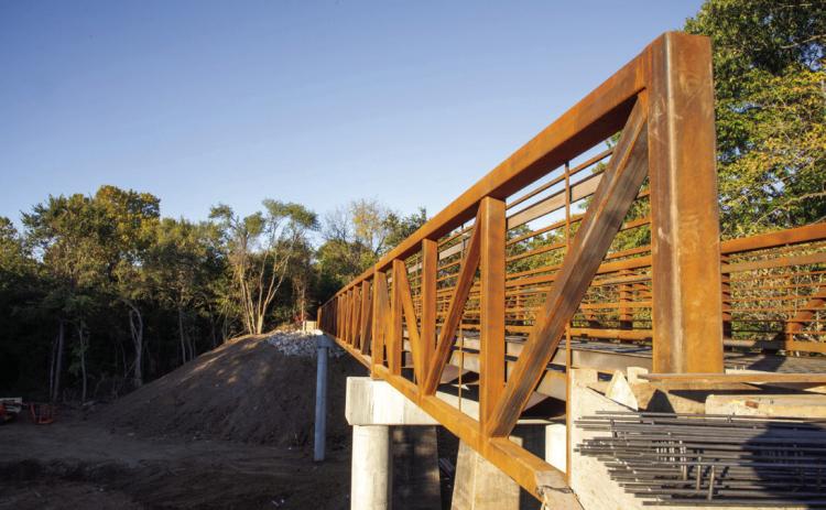 Matt Swearengin | Durant Democrat Work began recently on the pedestrian bridge over Chuckwa Creek on the east side of First Avenue near the Southeastern Visual and Performing Arts Center.