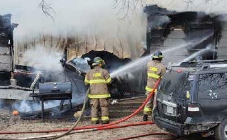 This house in Caddo was declared a total loss after a fire on Jan. 25. According to the Caddo Fire Department, the resident made it out of the home safely. Photo from Caddo Fire Department
