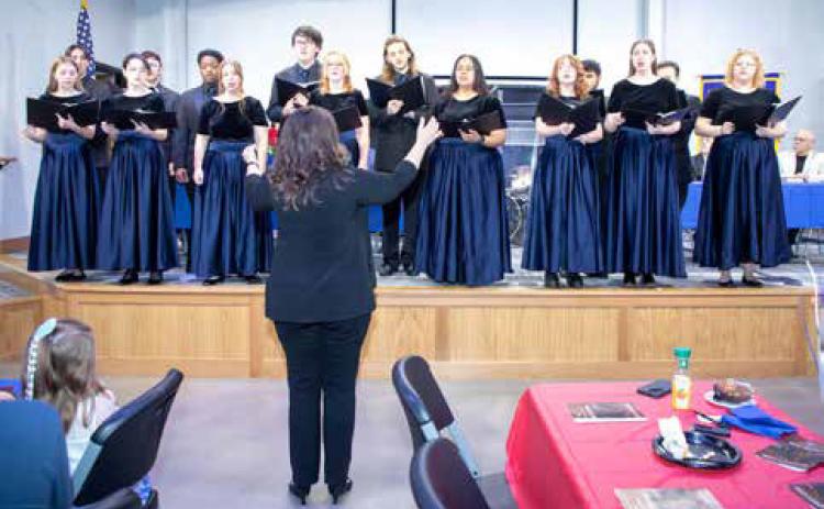 The Southeastern Oklahoma State University Chorale under the direction of Dr. Abby Musgrove performs at the Durant Community Prayer Breakfast hosted by the Kiwanis Club.