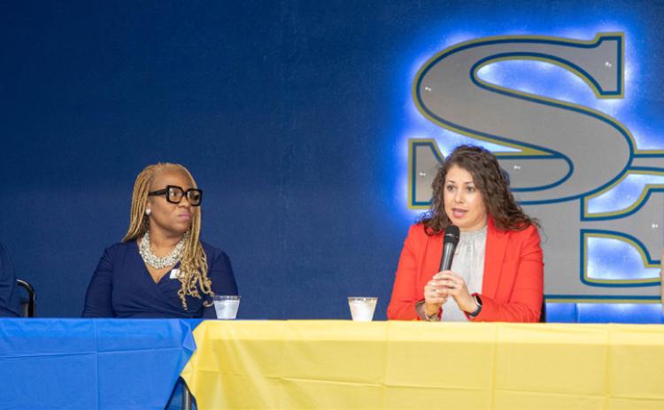 Southeastern had its Teacher Academy last week. From left, 2024 Oklahoma Teacher of the Year Rachel Keith, 2023 Oklahoma Teacher of the Year Traci Manuel, Oklahoma Teacher of the Year Finalist Kasey Bennett, who is a STEM teacher at Northwest Heights, and 2019 Oklahoma Teacher of the Year Rebecca Oglesby. Matt Swearengin | Durant Democrat