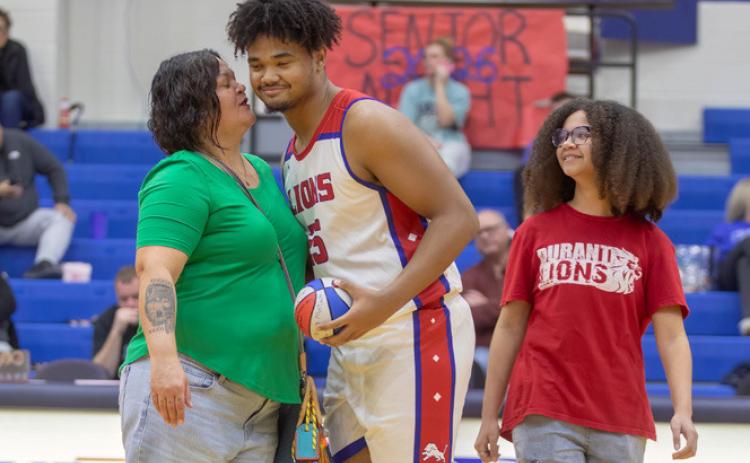 Durant High School senior basketball player Kenyon Johnson was honored during the recent senior night in between the basketball games. Matt Swearengin | Durant Democrat