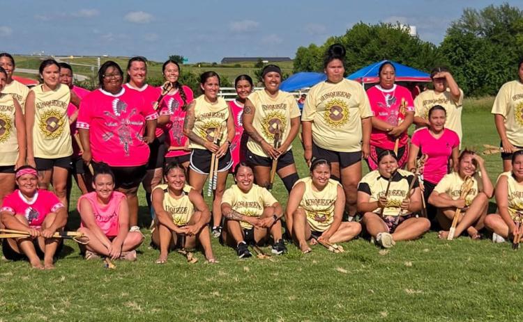 Stickball teams pose after last Saturday’s tournament at the Choctaw Cultural Center. Matt Swearengin | Durant Democrat