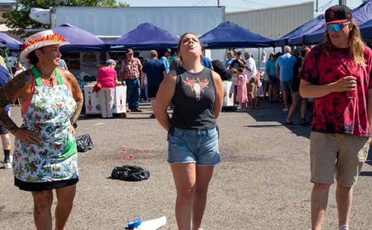 The Durant Magnolia Farmers Market Watermelon Jamboree was Saturday morning at Market Square and there was a watermelon eating contest and seed-spitting contest. The Farmers Market continues on Saturdays from 8 a.m. until noon through Oct. 31.