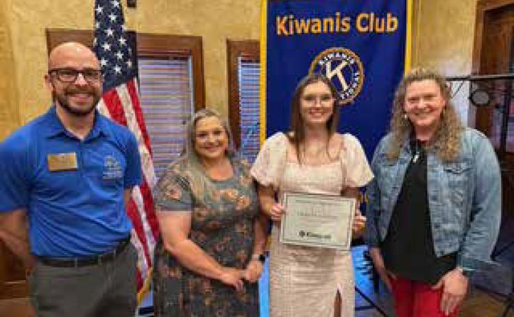 A Kiwanis Club Bryan County Senior of the Month is Gracey Gatlin, representing Silo High School. She is shown with Hudson Toews, Lacey Gatlin and Stacy Gatlin. Photos provided